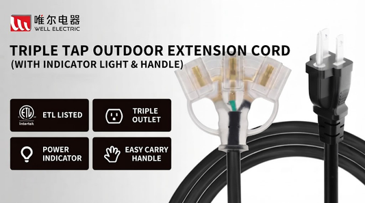 Power More Tools with Confidence ETL Listed 3 Outlet Heavy Duty Extension Cord