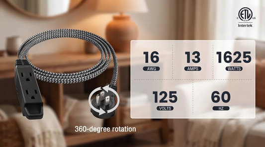 Space-Saving Power Solution: The Innovative Flat Plug Braided Extension Cord